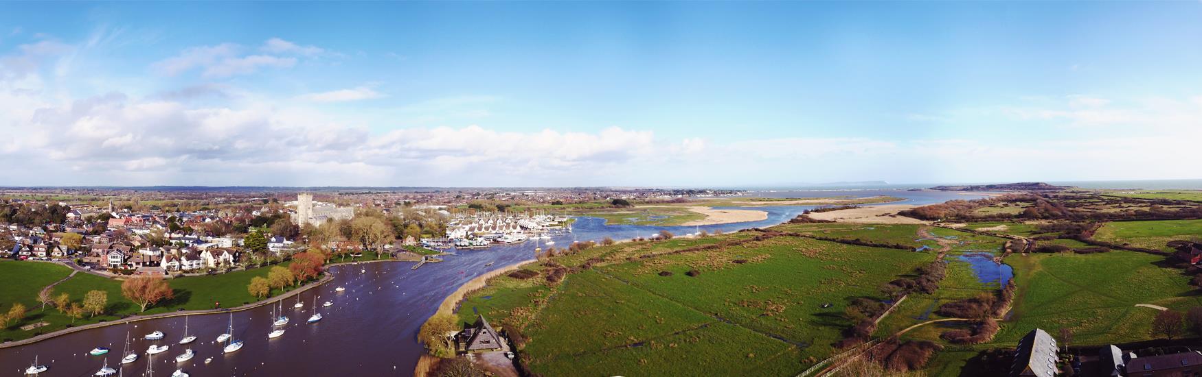 Aerial shot of the christchurch avon river